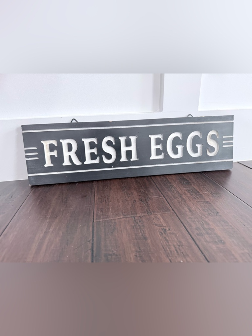 Fresh Eggs Wooden Farmhouse Sign - Gray & White